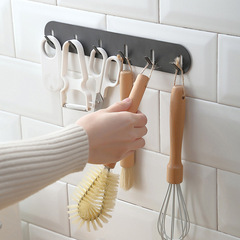 1404 六連排掛鈎廚房鐵藝小工具掛鈎浴室雜物收納掛架門後掛鈎