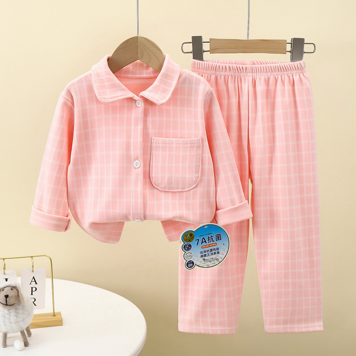 Conjunto de ropa para el hogar para niños, nuevo estilo de otoño, pijamas para niños con solapa, ropa cálida para niñas, ropa para bebés al por mayor