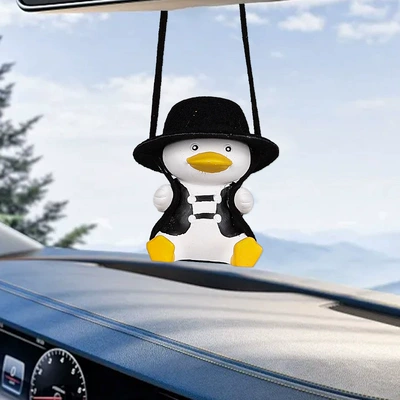 Car hanging Swing Duck Car Rearview Mirror - fat-backpack-black-vest