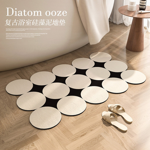 Bathroom Diatomaceous Earth Soft Mat Sanitary Ware Water Absorbent Anti-Slip Foot Mat Household Sink Cream Style Anti-Slip Irregular Mat