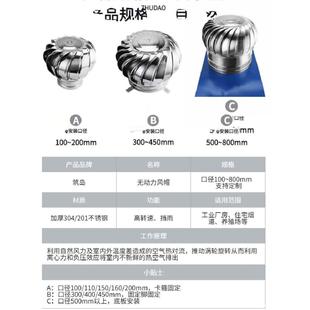 Exhaust Ventilation Farm-Type Factory Building Cooling Roof Cap Ball Ventilator Stainless Steel 500 Hoist Wind Unpowered Hood
