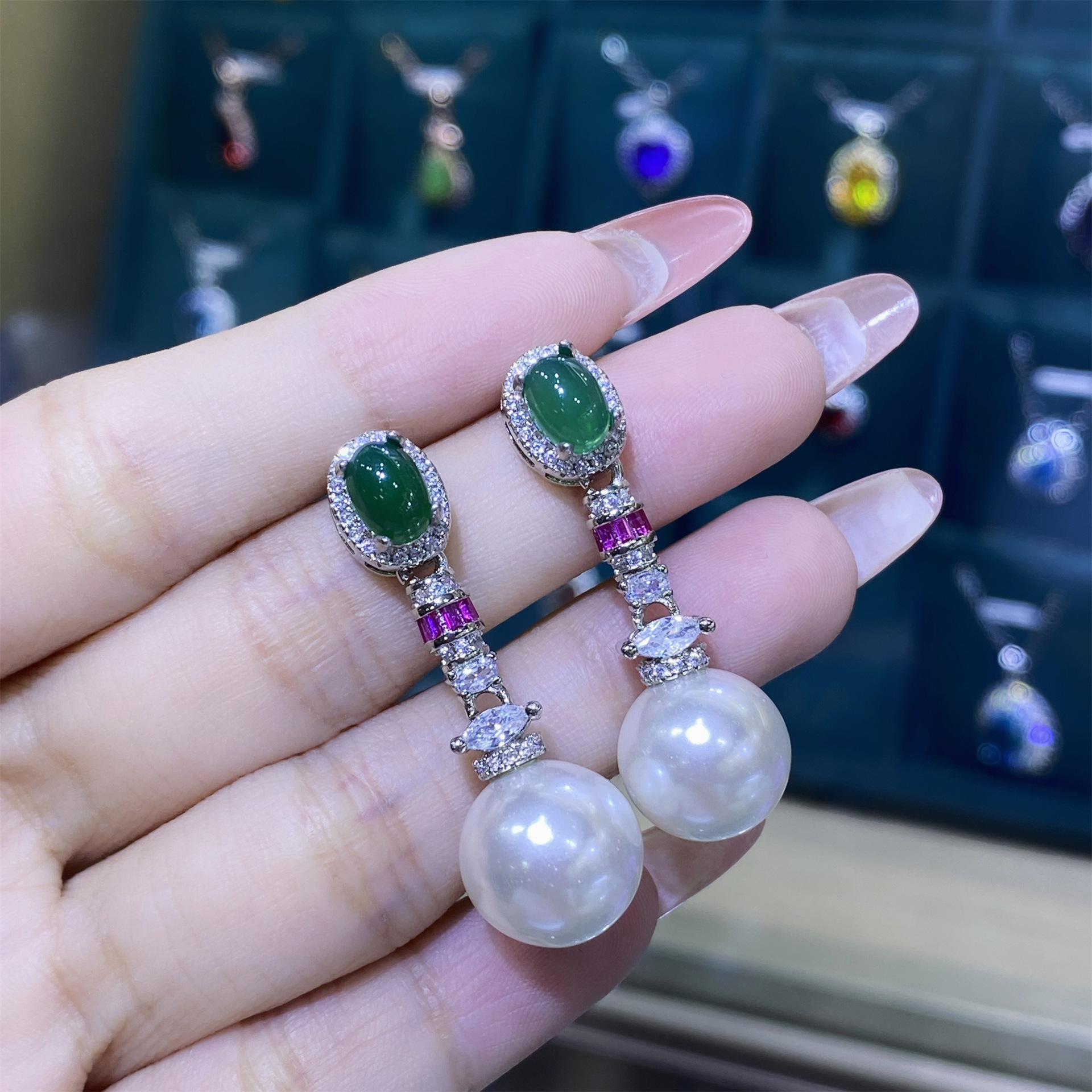 Organic agate one size ring pearl