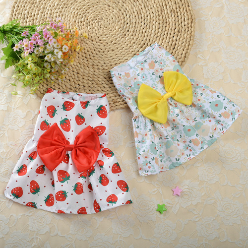 Small Dog Floral Princess Dress Cat  Spring Teddy New Pet Cute Dog Dress Summer Thin Style