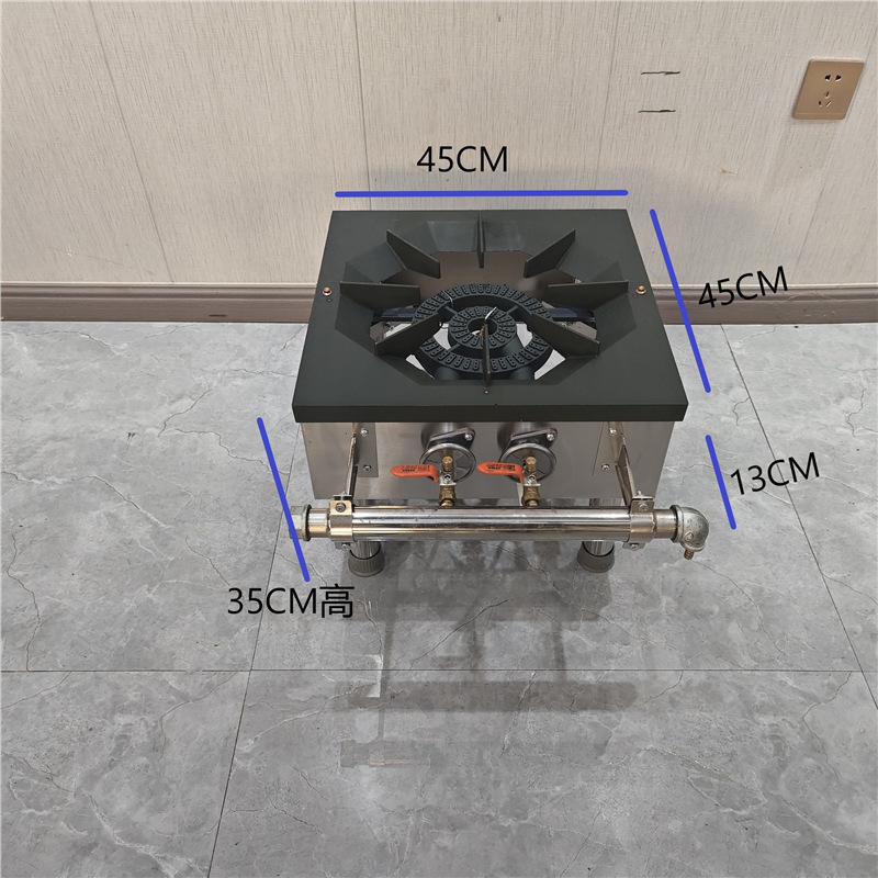 Protección contra el fuego comercial coreano de bajo contenido de aluminio de acero inoxidable de gas de ojo único y doble estufas de pies cortos para colgar sopa estufas cortas