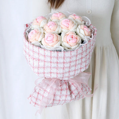 针织花束成品网红创意diy手工编制小香风针勾毛线自制礼物独立站|ru