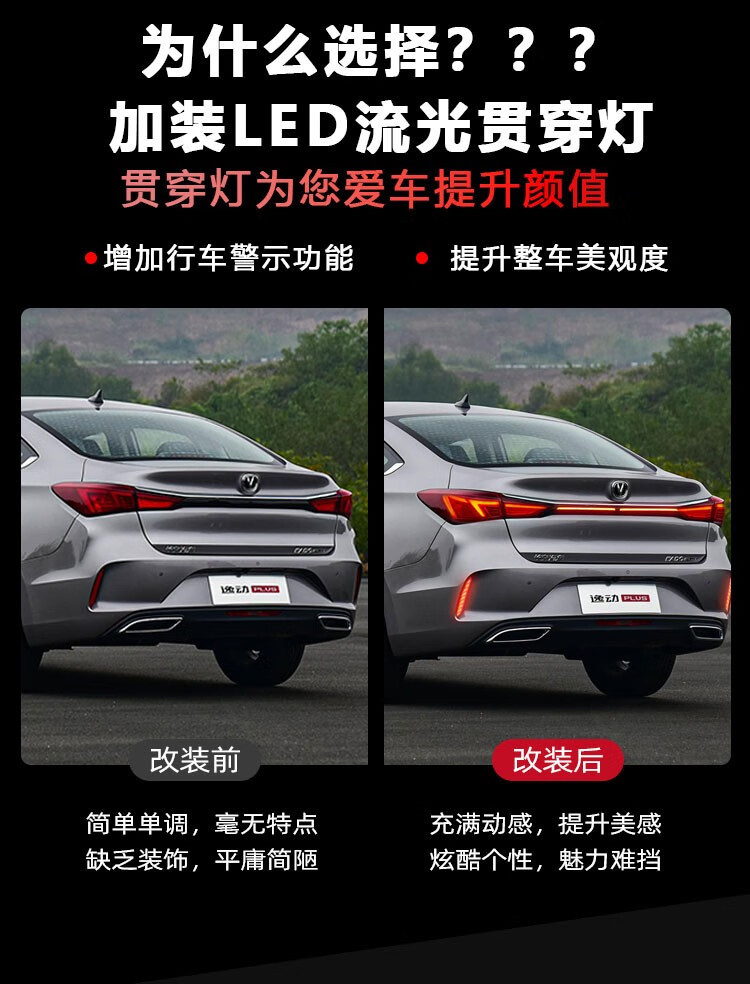 Suitable for 21-22 Changan Yidong Plus through lights trunk tailgate modified LED streamer decorative lights