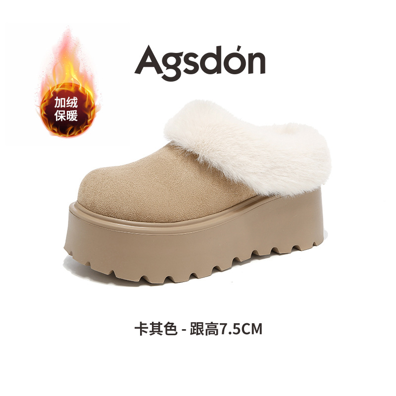 Botas de nieve de fondo grueso para mujeres 2025, nuevos zapatos de invierno de lana de borken, zapatos de algodón de un pie bajo