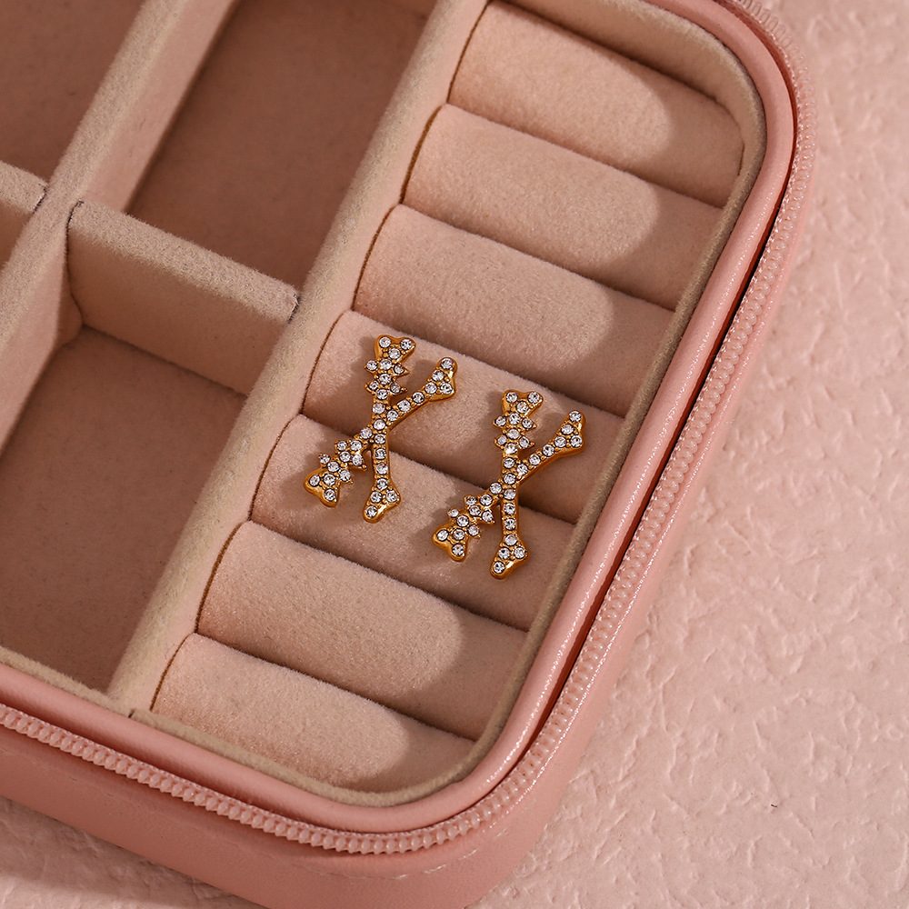 Halloween X-bone Diamond Stud Stainless Steel Earrings