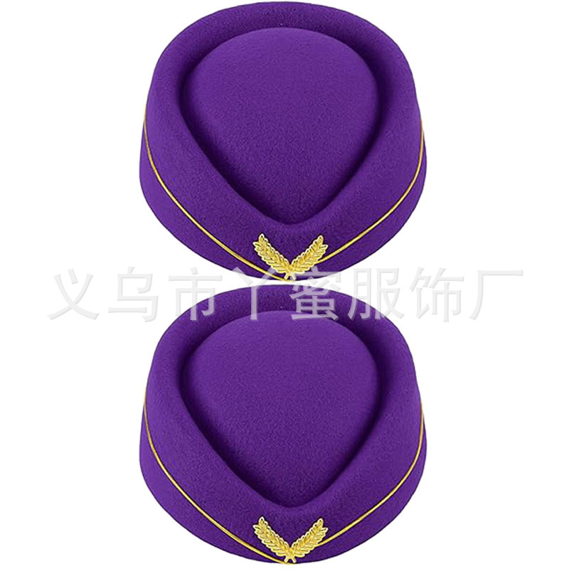 Sombrero de asistente de vuelo morado de 2 piezas