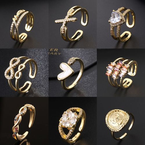 Japanese and Korean fashion open-mouthed ring personalized Instagram style, diamond-studded minimalist adjustable ring, retro finger ring, niche tail ring