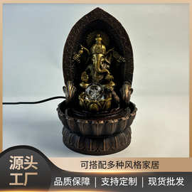 树脂喷泉佛像佛头流水摆件水循环水球办公室桌面玄关加湿流水器