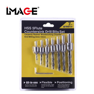 High-speed steel woodworking three-point countersunk drill Chamfering drill woodworking Chamfering Chamfering guide drill 4pc, 7pc combination