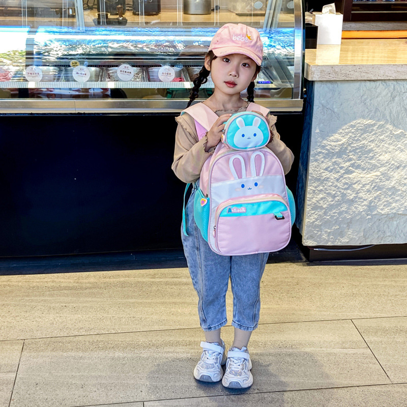 Cute conejo, mochila para niñas, jardín de infantes, caricatura, panda, mochila para niños de 3 años, mochila para niños de 5 años.