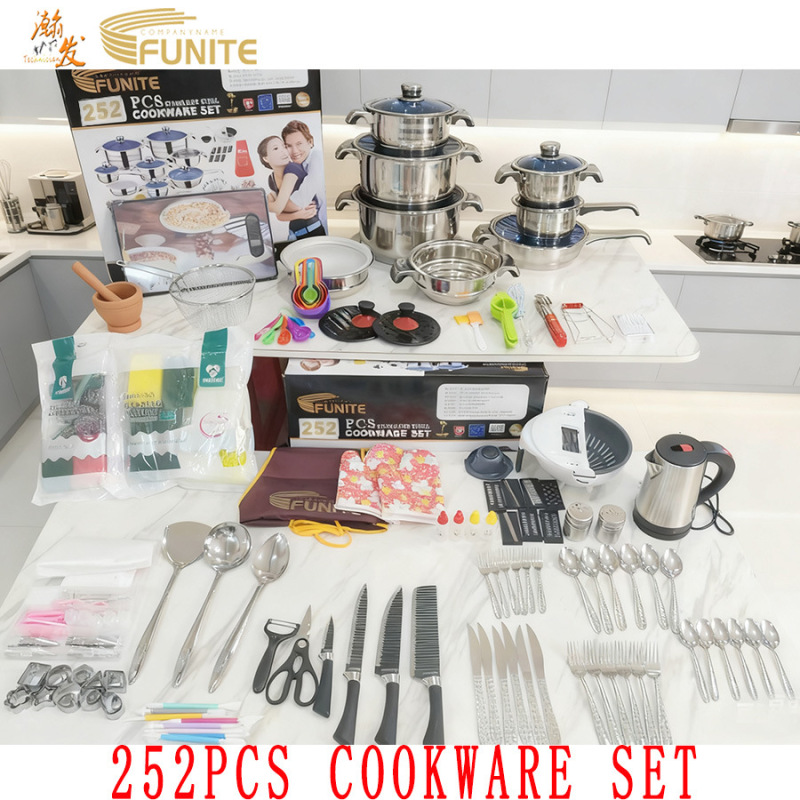 现货FUNITE 252PCS 非洲肯尼亚不锈钢炊具跨境不锈钢套装锅cookwa|undefined