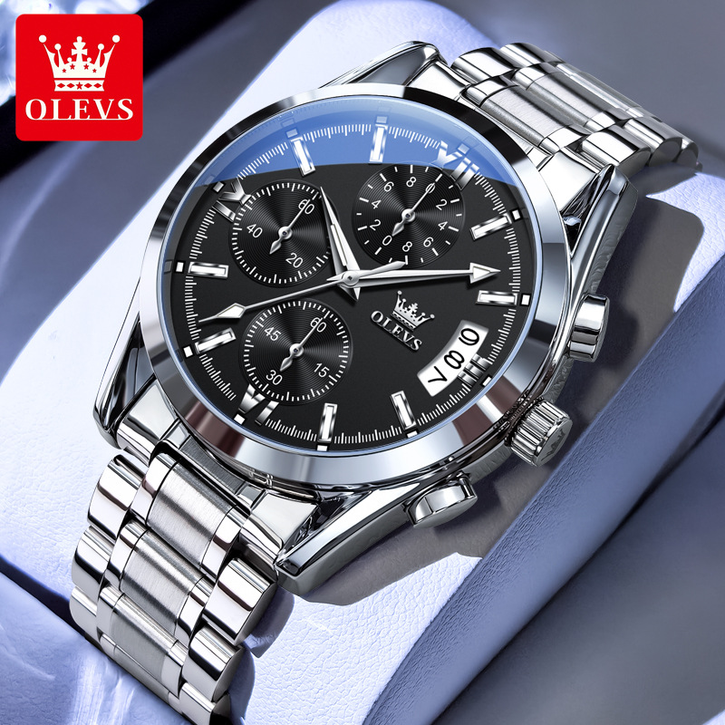 Oris Brand Watch New Hot-Selling Three-Eye Multi-Functional Fashion Steel Band Multi-Functional Waterproof Quartz Men's Watch