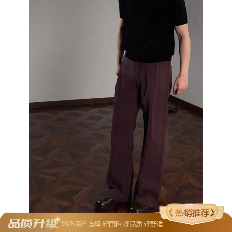 cleanfit老钱风亚麻阔腿西裤垂坠感高级感男裤子夏薄款直筒休闲裤|undefined