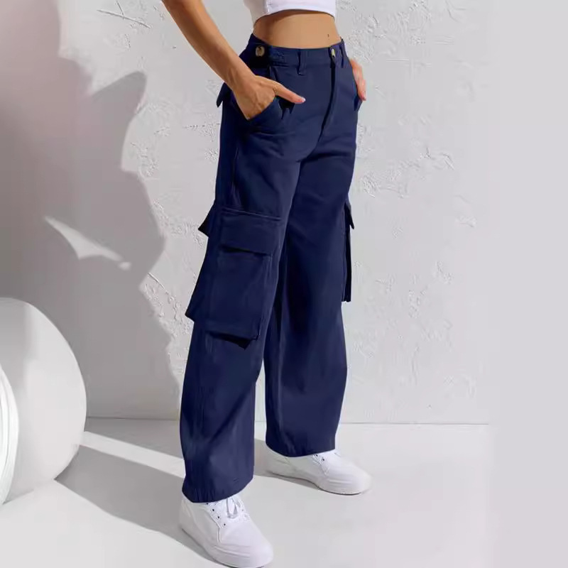 Europe and the United States cross-border supply of loose wide-leg straight multi-pocket cargo pants jeans Europe and the United States cross-border supply of loose wide-leg straight multi-pocket cargo pants jeans