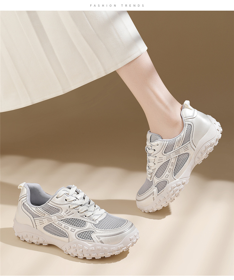 Giày sneaker nữ chunky đế dày mũi tròn lưới thoáng khí mùa hè 2025 — JST 7216m màu (mạng đơn), JST 7211 màu đen (mạng đơn), JST 7233 màu vàng (mạng đơn), JST 7182m màu (mạng đơn) chi tiết 12