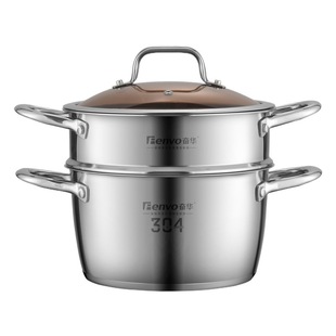 304 Soup Pot Stainless Steel Binaural 5L Household Large Capacity High Soup Pot Stew Pot Multifunctional Thickened Induction Cooker Steamer