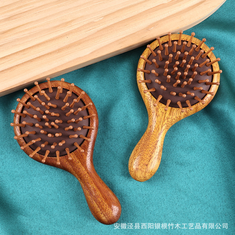 天然黑金檀木梳子原木刻印口袋梳女生家用顺发礼品工艺品国风木梳|undefined