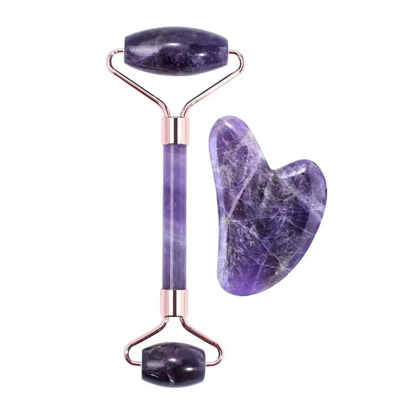 Amazon Pembe Kristal Jade Çift Başlı Masaj Rulörü Kalp Şekli Kazıyıcı Özel Masaj Kazıyıcı Taş Stokta