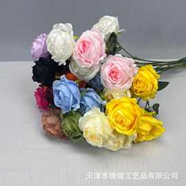 3头雪山玫瑰  婚庆仿真花礼堂地排花材商场美陈网红打卡瀑布批发