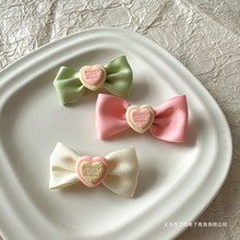 粉色可爱少女蝴蝶结爱心发夹公主头侧边刘海鸭嘴夹小发卡夹子头饰