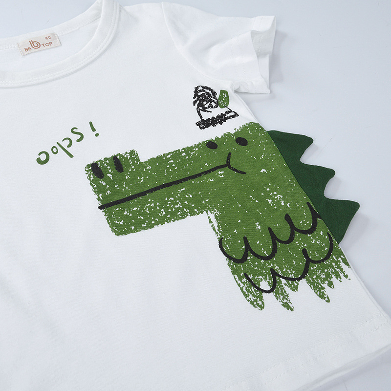 Ventas directas de fábrica personalizadas be top ropa para niños nueva ropa para niños traje de niño verano niños versión coreana de dos piezas de dinosaurio