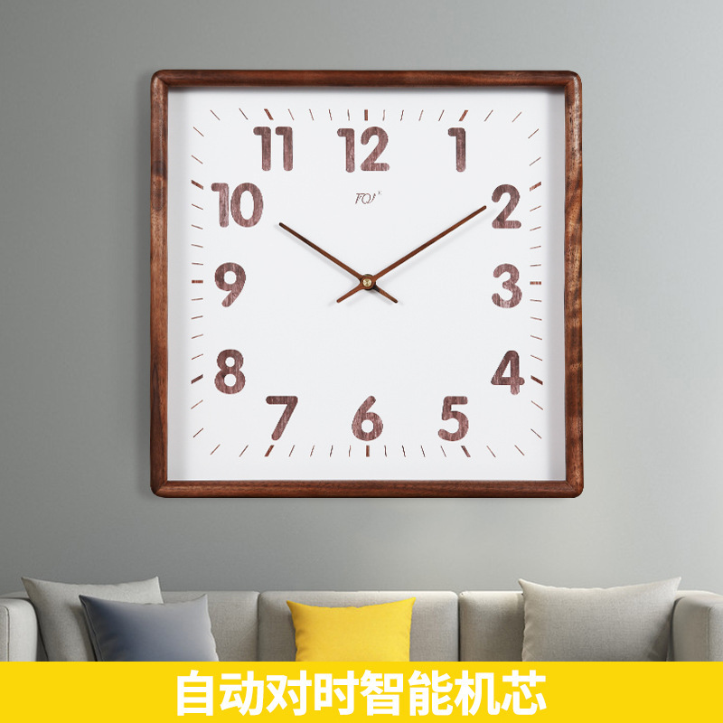TQJ 無垢材シンプルなサイレント壁時計リビングルームスクエア多用途ファッション時計壁時計寝室ホームクォーツ時計|undefined