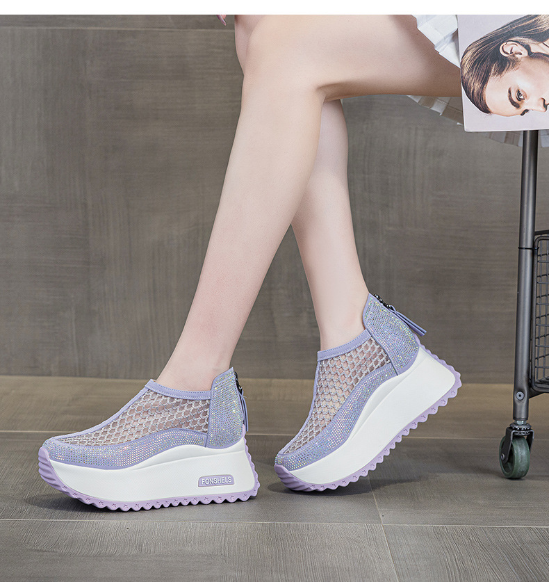 Giày sneaker nữ chunky đế dày mũi tròn lưới thoáng khí phong cách thể thao — M2839 màu xanh, M 2839m màu, M2839 màu đen, M2839 màu tím chi tiết 34