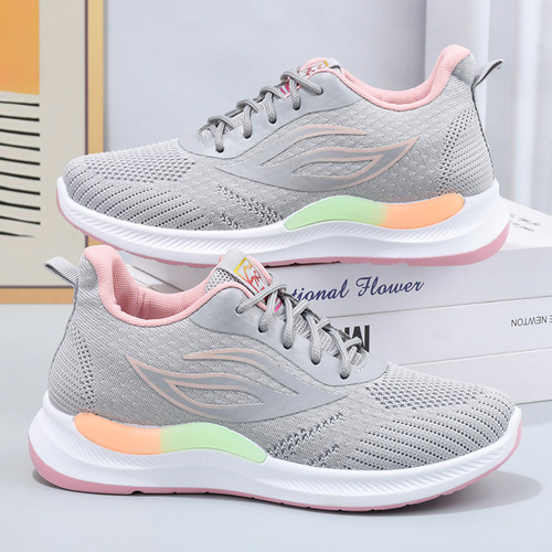 【B03】New women's shoes, women's fly woven shoes, breathable mesh shoes, sports shoes, casual shoes, student shoes, trendy shoes, cloth shoes