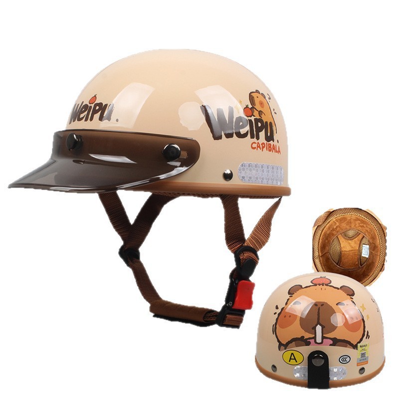 for men and | Universal Motosiklet kaskı (dəbilqə) - khaki-big-head-bala-brim