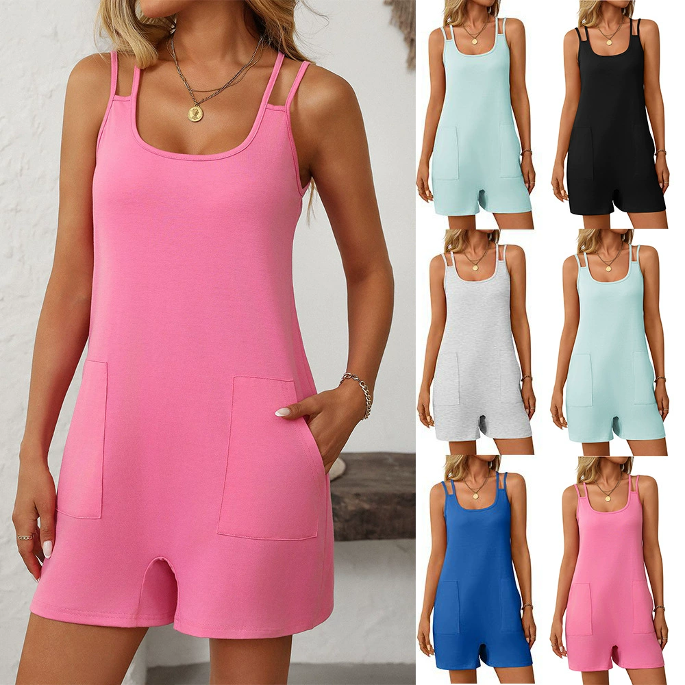 2025 лето новая амазонка горячие девушки свободные повседневные брюки с открытой спиной европейские и американские женщины на открытом воздухе без рукавов комбинезоны