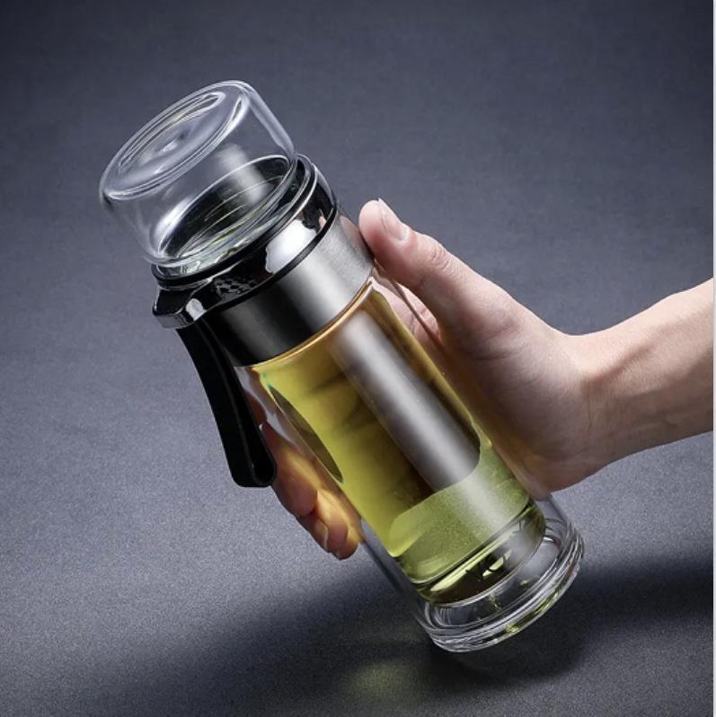 Double-layer thermos cup insulation glass cup department store portable high borosilicate tea large capacity drainage activities gift cup