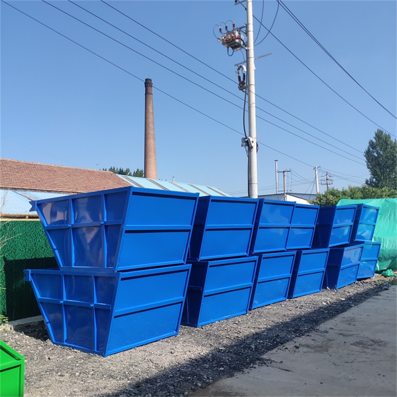 户外大型铁皮3方摆臂垃圾斗 可拆卸碳钢收集转运箱 坚固耐用