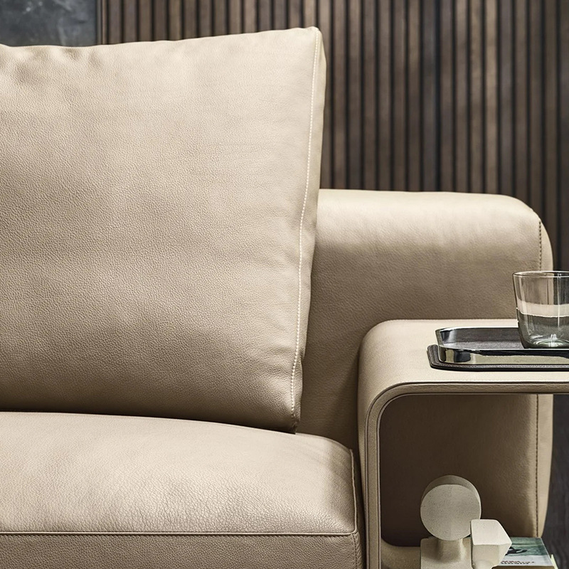 Villa minimalista italiana sofá de cuero gran apartamento sala de estar muebles simple sofá de tres plazas sofá de fila recta combinación