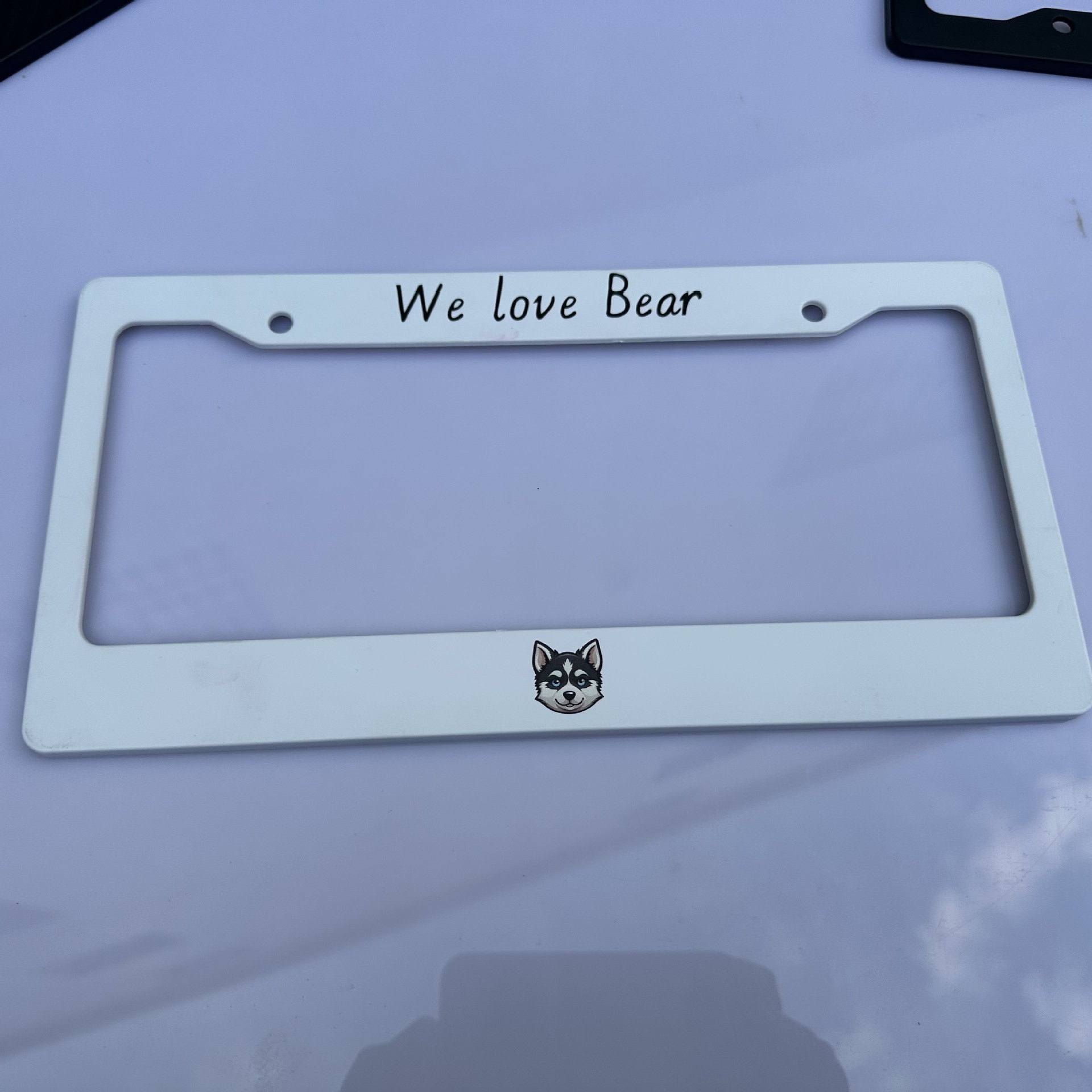 Cross-Border American Standard License Plate Frame Stainless Steel Anti-Falling Off We Love Bear Husky Pattern License Plate Holder
