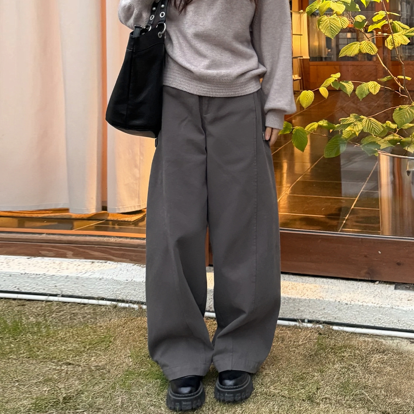 Women's Winter Thickened Cargo Pants 2025 New Style, Pear-Shaped Body, Thick Legs, Wide Hips, Slimming Gray Fleece-Lined Pants