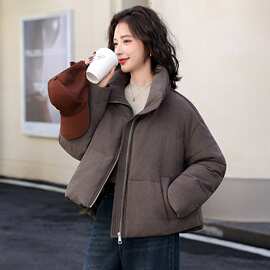 外贸2026冬季新款立领棉衣时尚百搭洋气保暖面包服棉服女简约外套