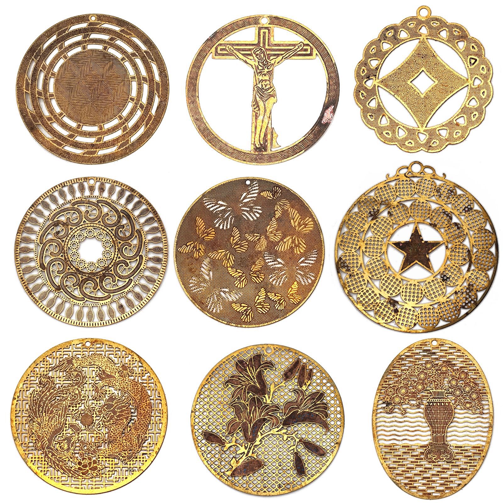 欧美时尚气质几何耳环简约镂空圆形花片耳坠创意DIY手工饰品配件