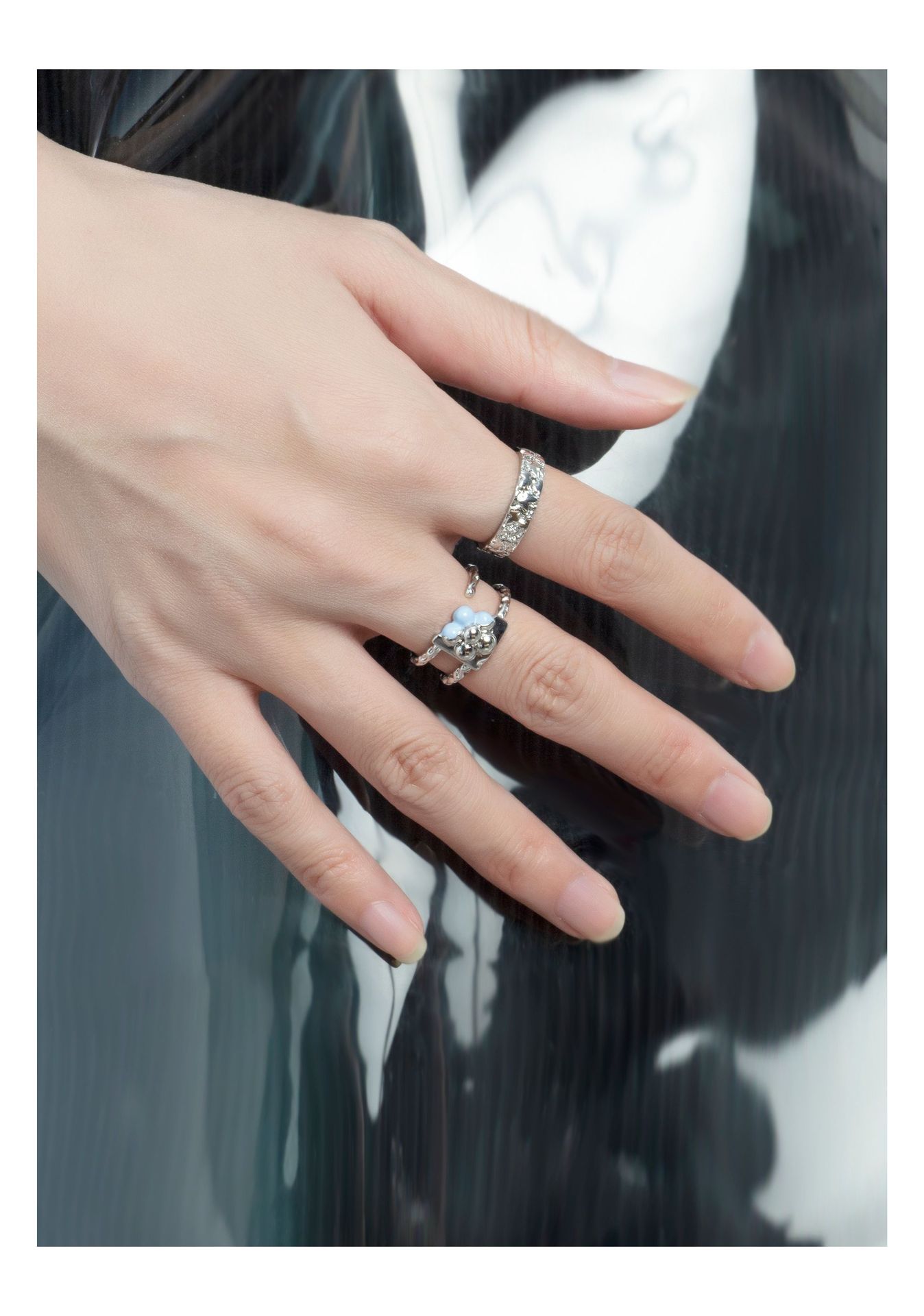 Fashion Flower Copper Epoxy Open Ring