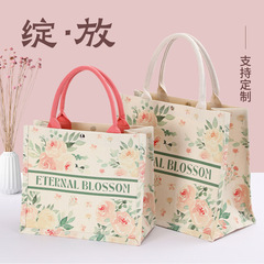 キャンバスバッグを咲かせる女性の高級ファッションはキャンバスの手提げ袋を卸売りします。
