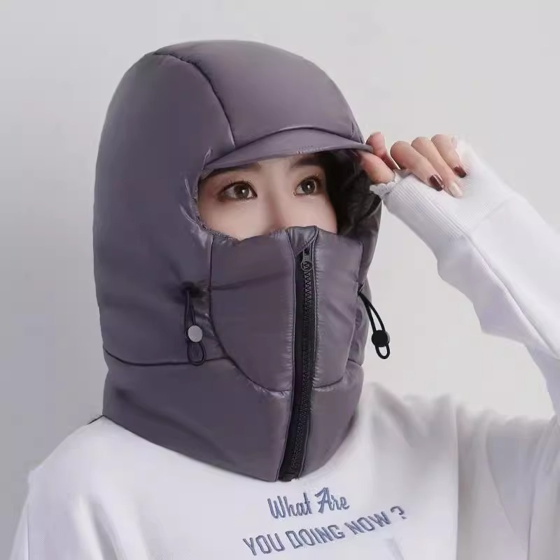 女性用冬用暖かい帽子、電動自転車、顔と耳の保護、首の保護、厚みのある雷峰帽子、屋外用防寒具|undefined