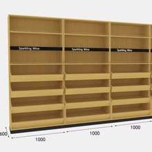 高质量铁木结合超市便利店钢木靠墙饮料红酒展示货架可定制