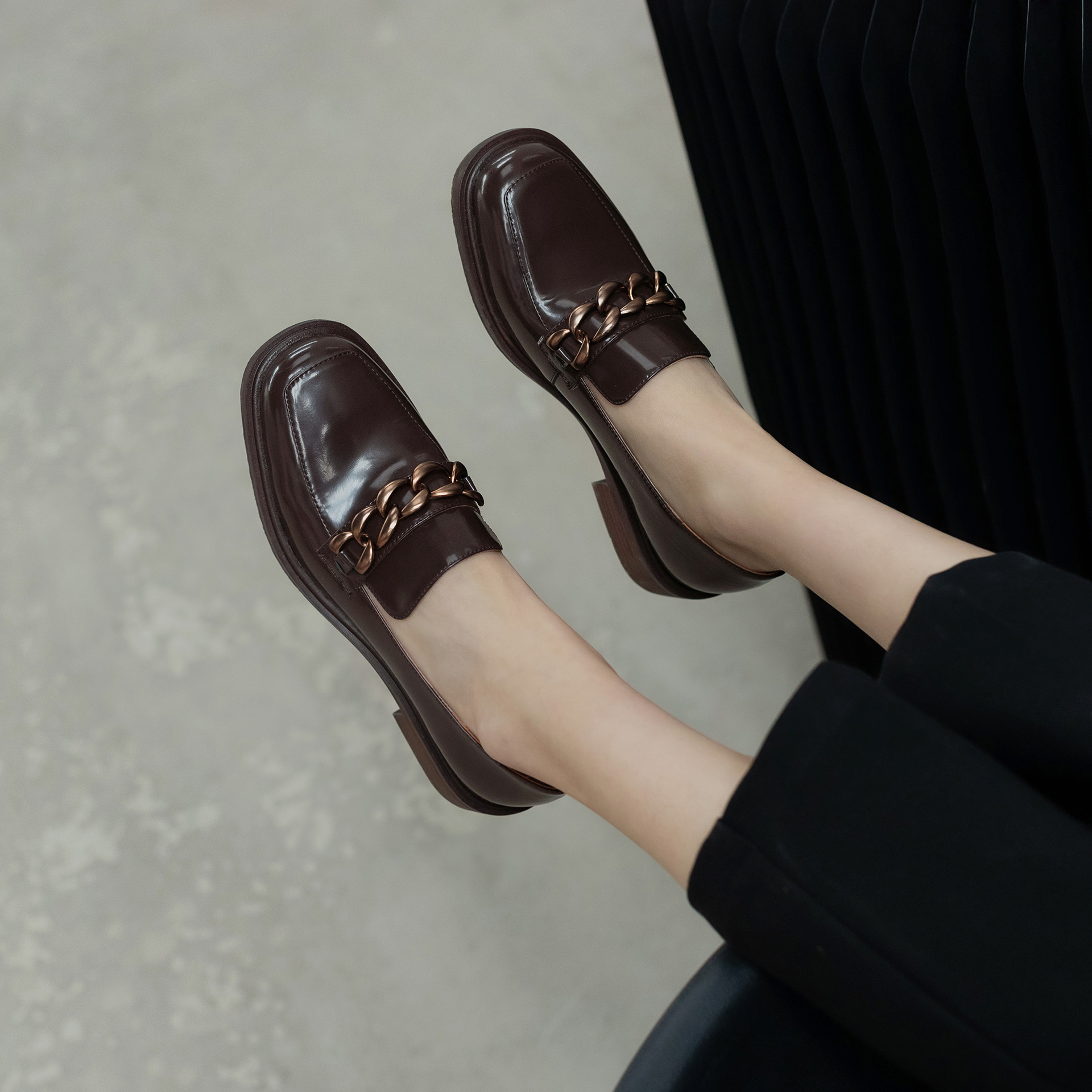 Chiko Vardina Square Toe Block Heels Loafer