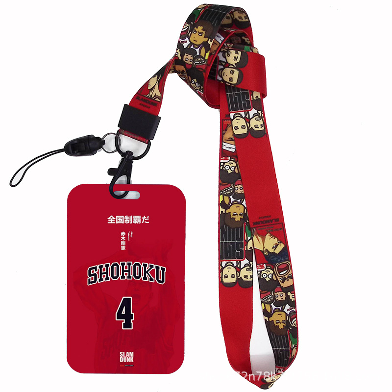 Dibujos animados japoneses slam dunk competencia nacional tarjeta de estudiante tarjeta de comida tarjeta de autobús cubierta certificado de trabajo titular de la cuerda del teléfono móvil