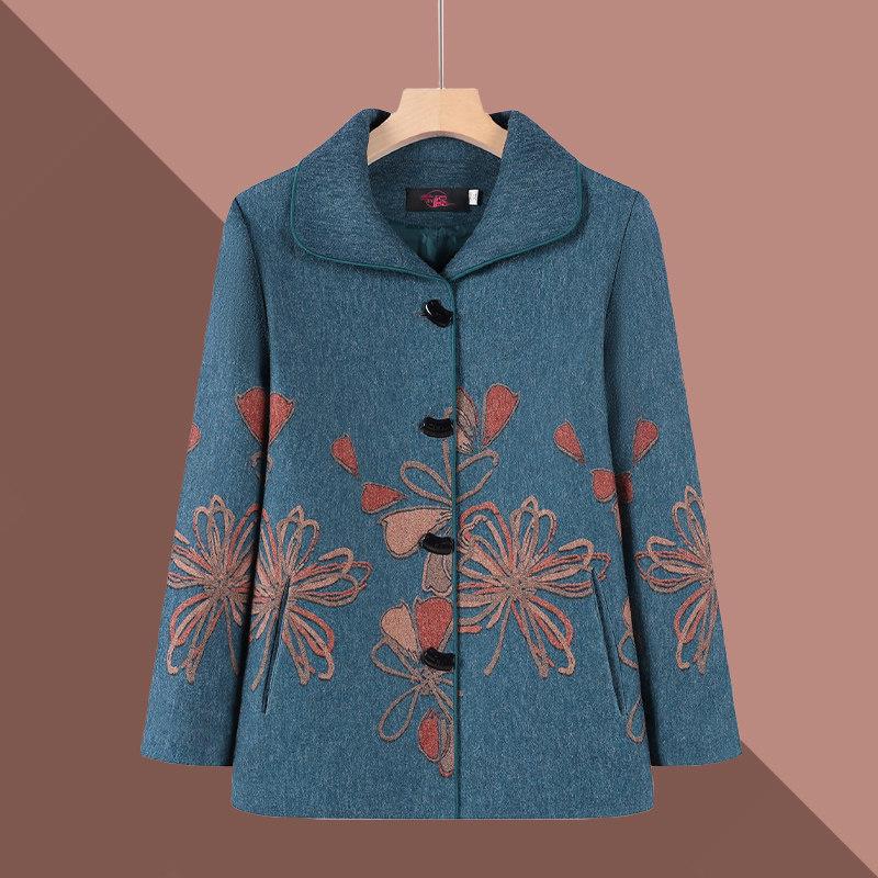 中老年人春秋外套女薄款妈妈西服新款奶奶上衣老太太套装衣服加绒