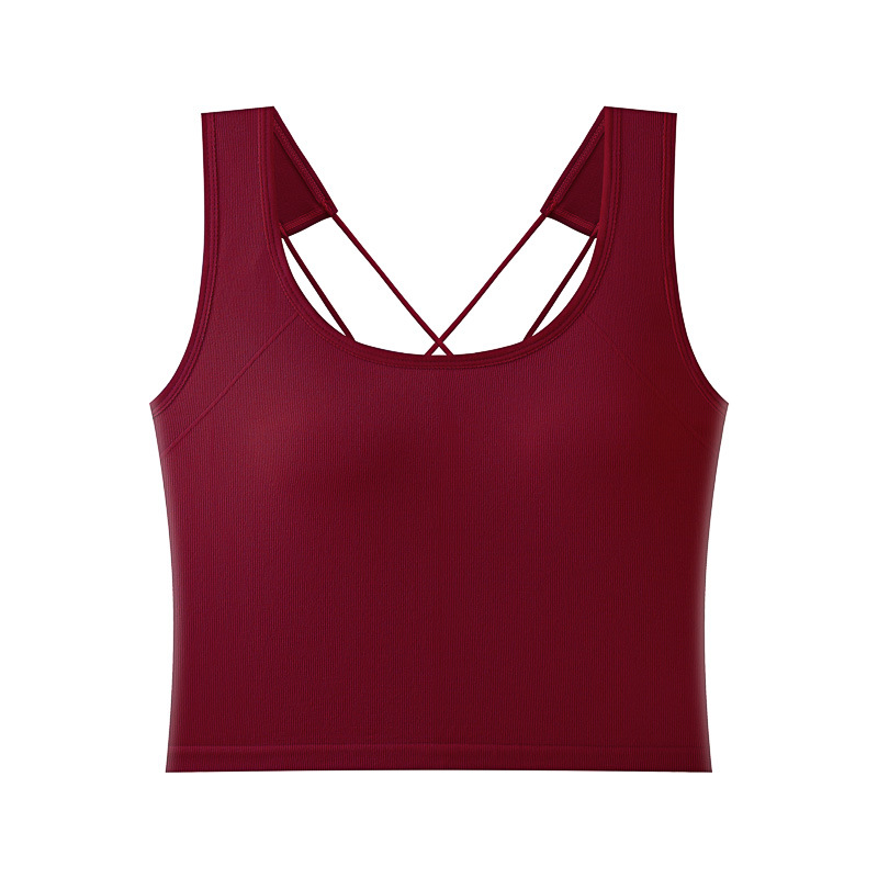 Belleza inconsútil espalda correa cruzada chaleco sujetador interior y exterior desgaste fijo Copa ropa interior caliente chica base tubo superior chaleco