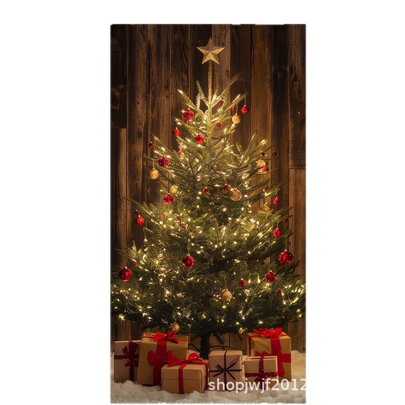 temu クロスボーダー新しいクリスマスツリードアカバーさまざまな装飾サンタクロースギフトドアカバーホリデーパーティー雰囲気バック|undefined