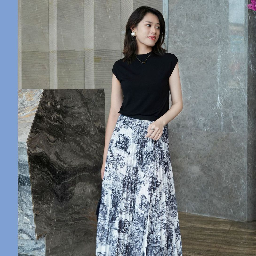 Summer elegant colored long skirt